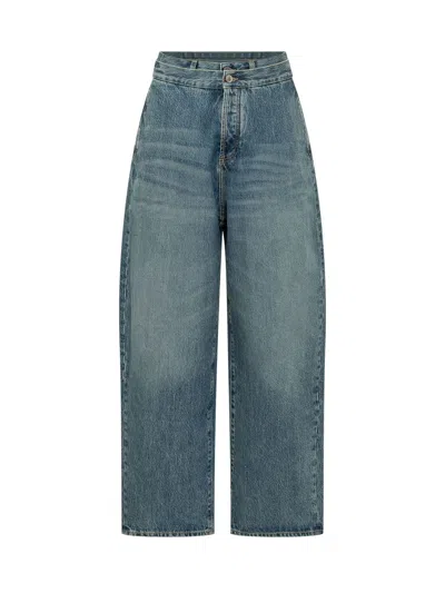Attico The  Long Washed Jeans In Blue