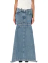 Attico Denim Skirt With Cut Out Detail In Blue