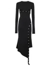 Attico Asymmetric Dress With Snap Buttons In Black