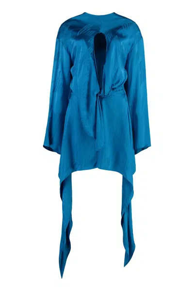 Attico The  Louise Silk Mini Dress In Blue