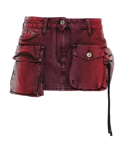 Attico The  Low-rise Cargo Denim Mini Skirt In Nude