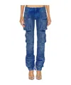 Attico Low-rise Cargo Jeans In Blue