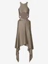 Attico Draped-hem Cut-out Midi Dress In Military Green