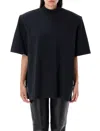 Attico Modern Mock Neck T-shirt With Short Sleeves In Blue