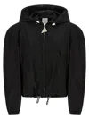 Attico Oversized Black Hooded Bomber Jacket In Black
