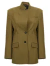 Attico Maxi Shoulder Strap Blazer Blazers Green In Green