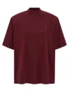 Attico Crewneck Mock Neck Logo Embroidered Top In Burgundy