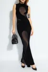 Attico Tribal Intarsia Sleeveless Chiffon Maxi Dress In Black