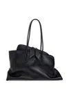Attico Leather Handle Tote Bag La Passeggiata Medium In Black In Black