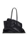 Attico Leather Handle Tote Bag La Passeggiata Medium In Black In Black