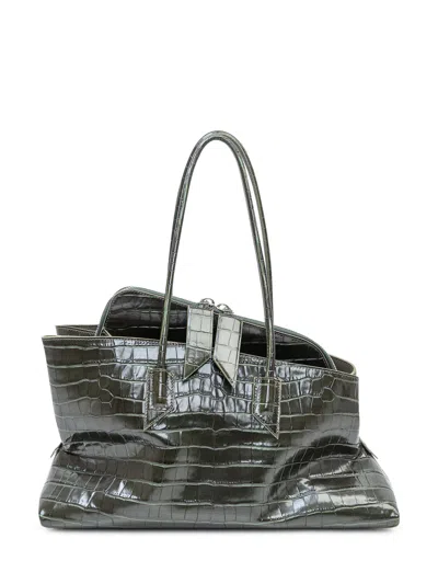 Attico The  Medium Leather Shoulder Bag In Green