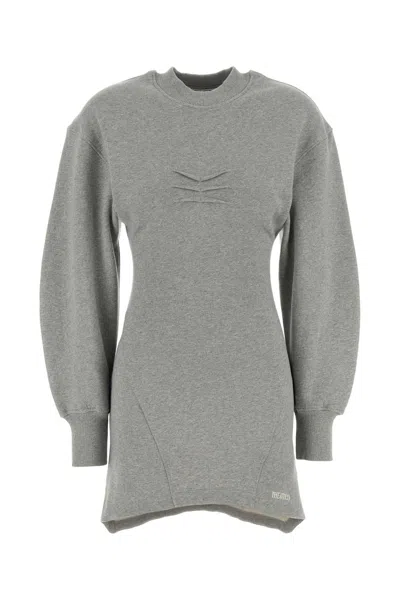 Attico The  Melange Cotton Sweatshirt Dress In Gray