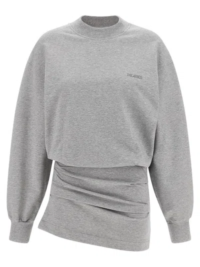 Attico Oversized Sweatshirt Draping Mini Dress In Gray