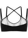 Attico Mesh-panel Criss-cross Bralette Top In Black