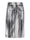 Attico Metallic Midi Skirt With Two Front Splits And Logo Detail On The Button In Multicolor