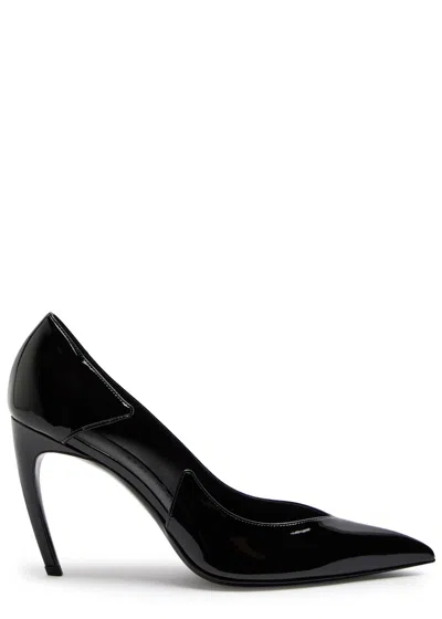 Attico The  Mia 95 Cut-out Patent Leather Pumps In Black