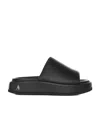 Attico Mia Calf Leather Flatform Sandals In Black