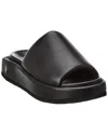 Attico Mia Calf Leather Flatform Sandals In Black