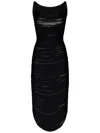 Attico Black Fringed Viscose Blend Knit Midi Dress