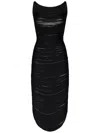 Attico Black Fringed Viscose Blend Knit Midi Dress In Black