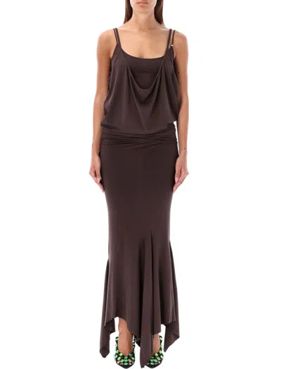 Attico The  Midi Dress In Brown