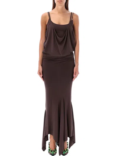 Attico The  Midi Dress In Burgundy