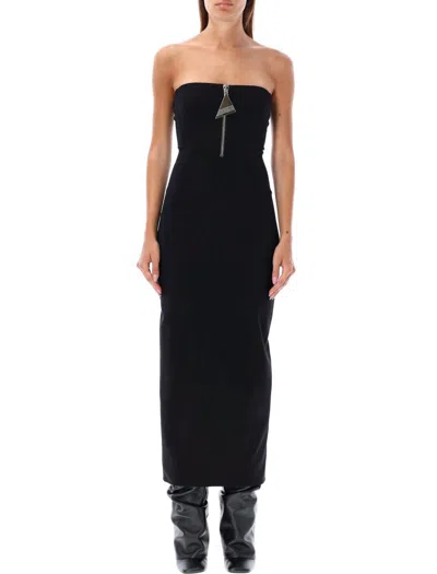 Attico The  Midi Dress Bustier Big Zip In Black
