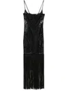 Attico Illusion Embroidered Tulle Long Dress In Black