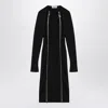 Attico Black Midi Dress With Logoed Zip Puller In Black