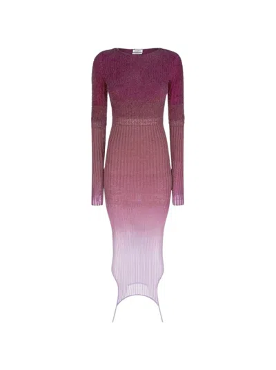 ATTICO THE ATTICO MIDI DRESS WITH VOLUMINOUS KNITTED COLLAR