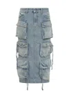 Attico Cargo Denim Skirt In Blue