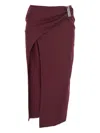Attico Wool Gabardine Midi Skirt Skirts Bordeaux In Burgundy