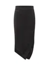 Attico Ribbed Waist Midi Skirt With Side Slit