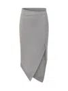 Attico Melange Grey And Beige Midi Skirt
