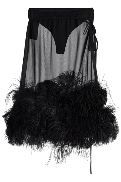 Attico The  Midi Skirt With Feathers. Women