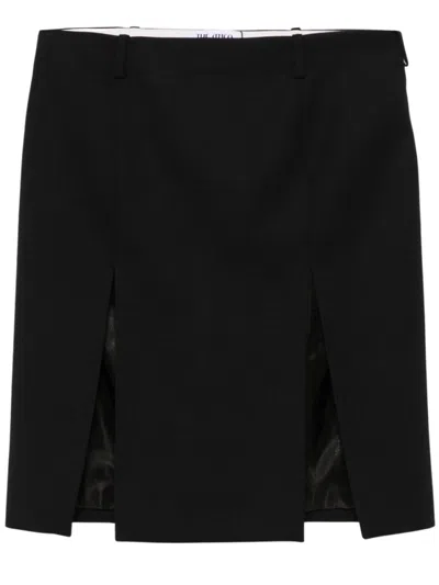 Attico The  Midi Skirt With Hidden Zip Closure In Red