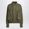 Attico Green Jacket With High Neck And Logo Patch On The Rear In Cotton Woman In Green