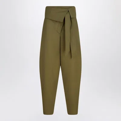 Attico The  Military Gabardine Trousers In Green
