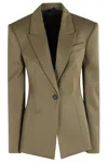 Attico Single-button Padded-shoulder Blazer In Green
