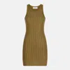 Attico Military Green Mini Dress With Rhinestones In Brown