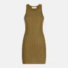 Attico Military Green Mini Dress With Rhinestones In Brown