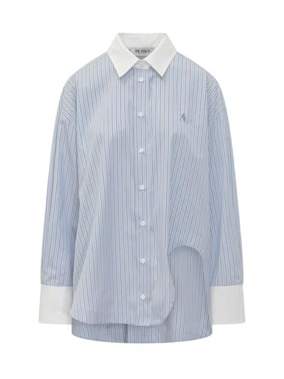 Attico The  Mini Asymmetric Hem Shirt In Blue