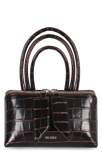 Attico The  Mini Bag Friday In Printed Leather In Brown