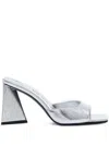 Attico Devon Metallic Platform Open Square Toe Mules In Gray