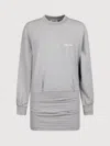 Attico Grey Crewneck Mini Dress With Logo Lettering On The Front And Tight Skirt In Gray