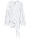 Attico Womens White Asymmetric Monogram Cotton-blend Mini Dress In White