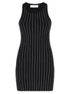 Attico Fitted Midi Dress With Shimmering Embellishments In Black