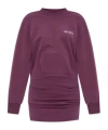 Attico Ruched Cotton-blend Fleece Minidress In Purple