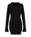 Attico Mock-neck Button-up Mini Dress In Black