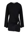 Attico Mini Dress With Distinctive Curling Detail And Logo In Black